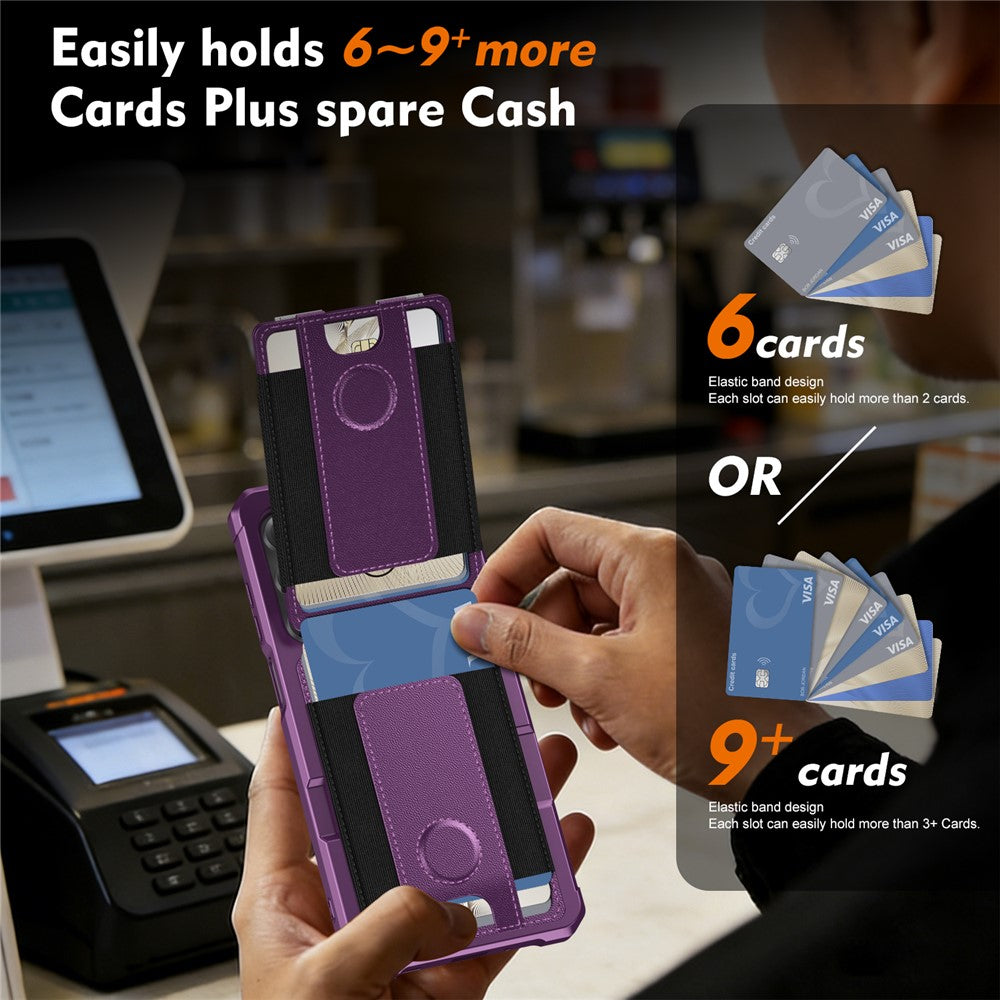 For Samsung Galaxy A15 5G / A15 4G Case Elastic Band Card Holder Leather + TPU Kickstand Phone Cover