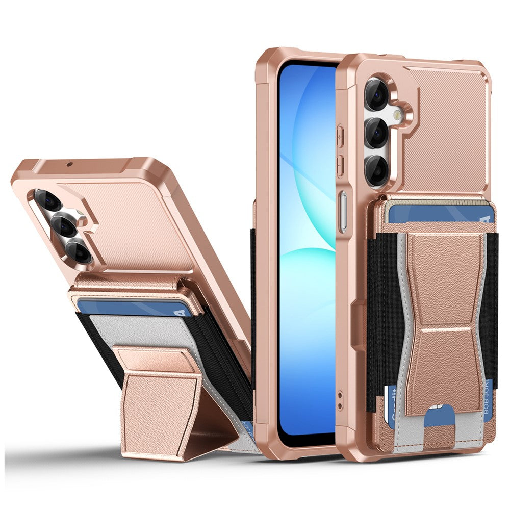 For Samsung Galaxy A15 5G / A15 4G Case Elastic Band Card Holder Leather + TPU Kickstand Phone Cover