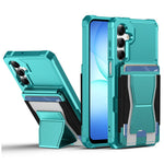 For Samsung Galaxy A25 5G (Global) (161mm) Case Elastic Band Card Holder Leather + TPU Kickstand Phone Cover