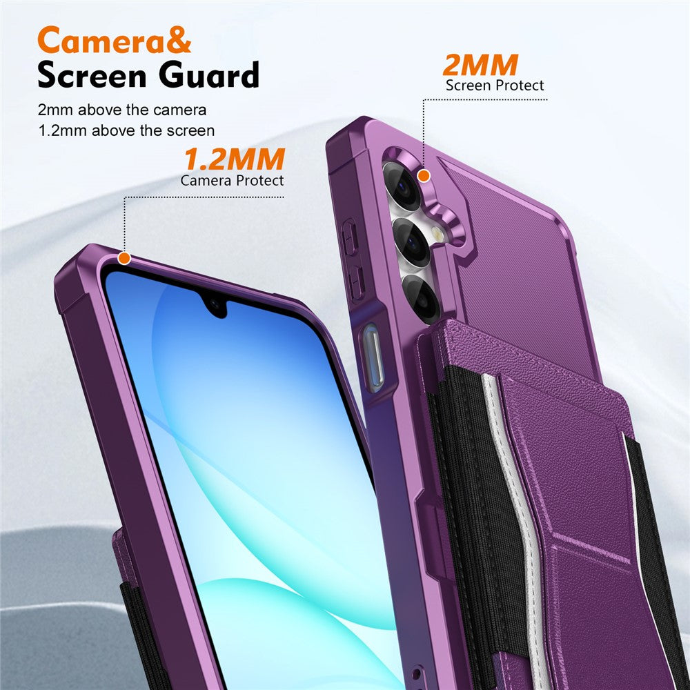 For Samsung Galaxy A18 5G / A18 4G / A26 5G / M17 5G / F17 5G / A17 5G / A17 4G Case Elastic Band Card Holder Leather + TPU Kickstand Phone Cover