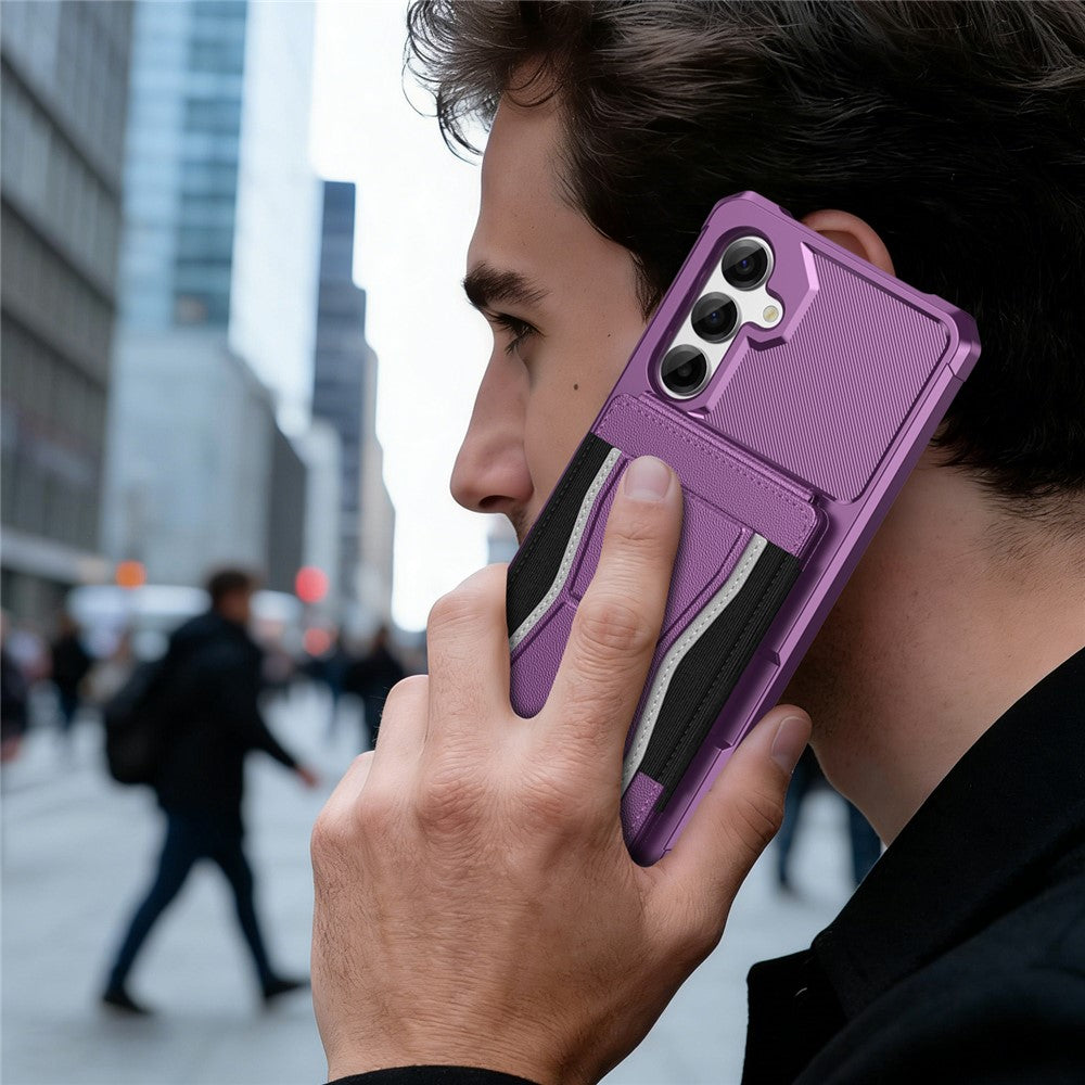 For Samsung Galaxy A18 5G / A18 4G / A26 5G / M17 5G / F17 5G / A17 5G / A17 4G Case Elastic Band Card Holder Leather + TPU Kickstand Phone Cover