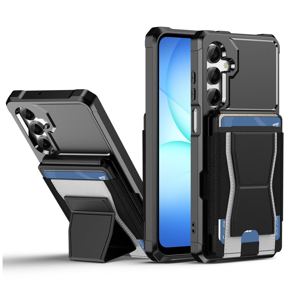 For Samsung Galaxy A18 5G / A18 4G / A26 5G / M17 5G / F17 5G / A17 5G / A17 4G Case Elastic Band Card Holder Leather + TPU Kickstand Phone Cover