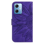 HT04 Sunflower Imprinted Phone Shell for Xiaomi Redmi Note 12 5G (Global) / (India) / (China) / Poco X5 5G , PU Leather Wallet Case Stand Function Skin-touch Phone Cover with Shoulder Strap