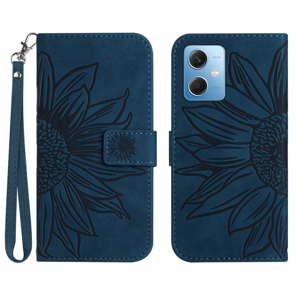 Xiaomi Redmi Note 12 5G (Global) / (Indien) / (Kina) / Poco X5 5G HT04 Flipfodral, Stötdämpande Solrostryckt Plånbok med Beröringsfri Touch PU-läder Stativ Magnetiskt mobilfodral med Handrem