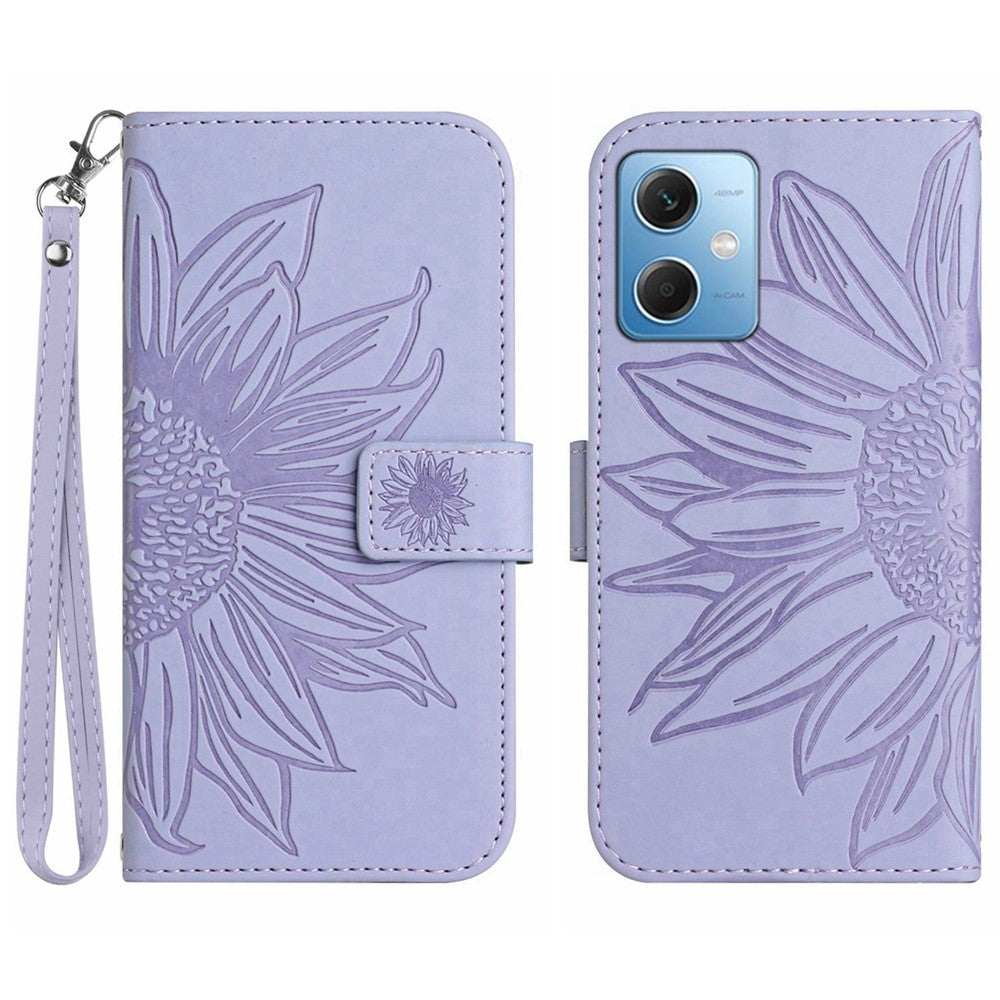 Xiaomi Redmi Note 12 5G (Global) / (Indien) / (Kina) / Poco X5 5G HT04 Flipfodral, Stötdämpande Solrostryckt Plånbok med Beröringsfri Touch PU-läder Stativ Magnetiskt mobilfodral med Handrem