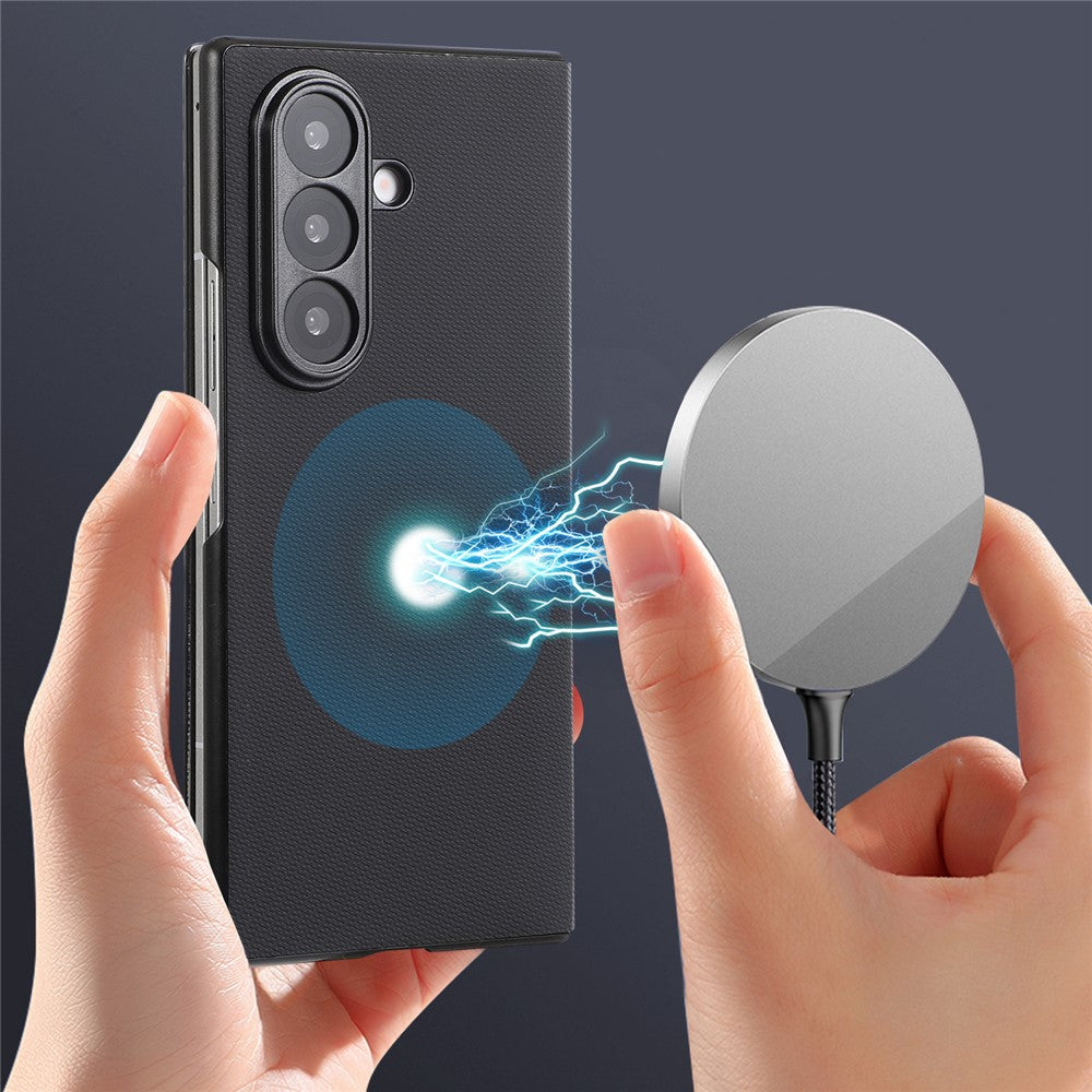 For Samsung Galaxy Z Fold7 5G Magnetic Phone Case PC + Technical Fabric Texture Wallet Flip Cover