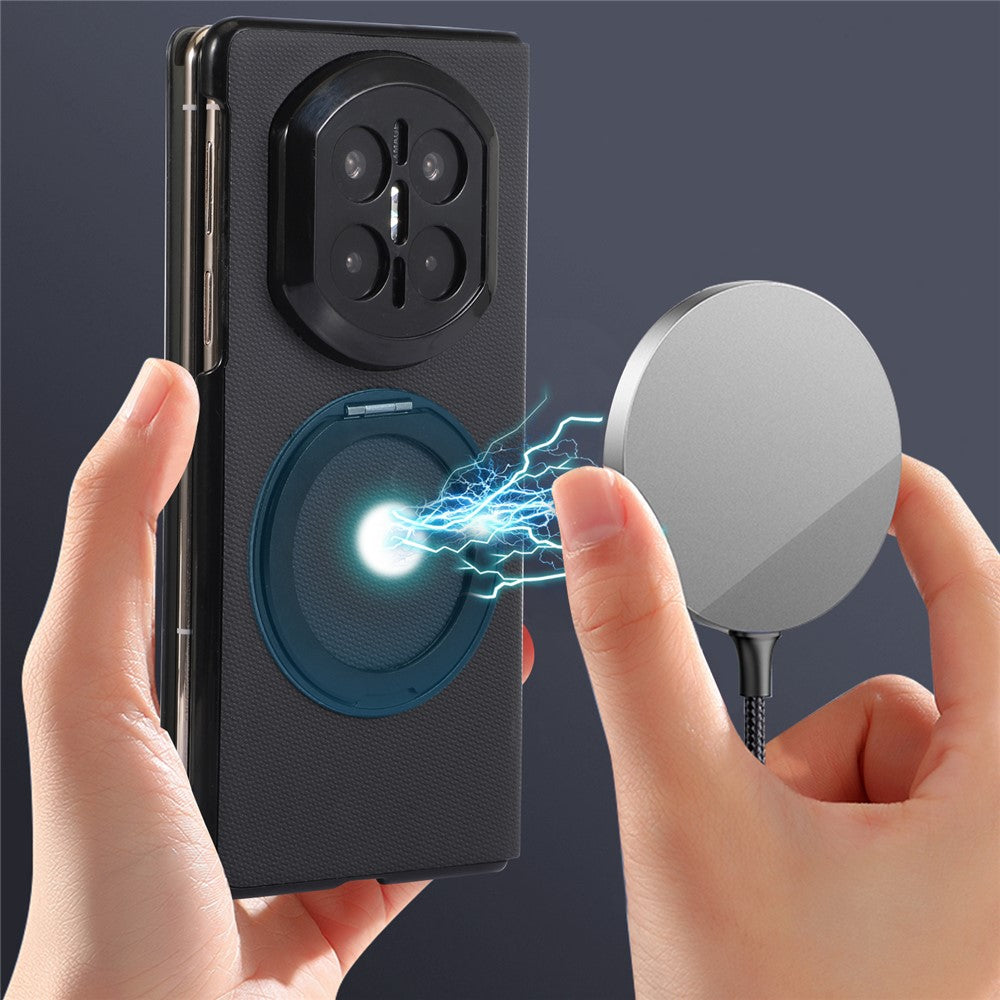For Huawei Mate X7 Magnetic Case with 360° Rotating Ring Kickstand PC + Technical Fabric Cover