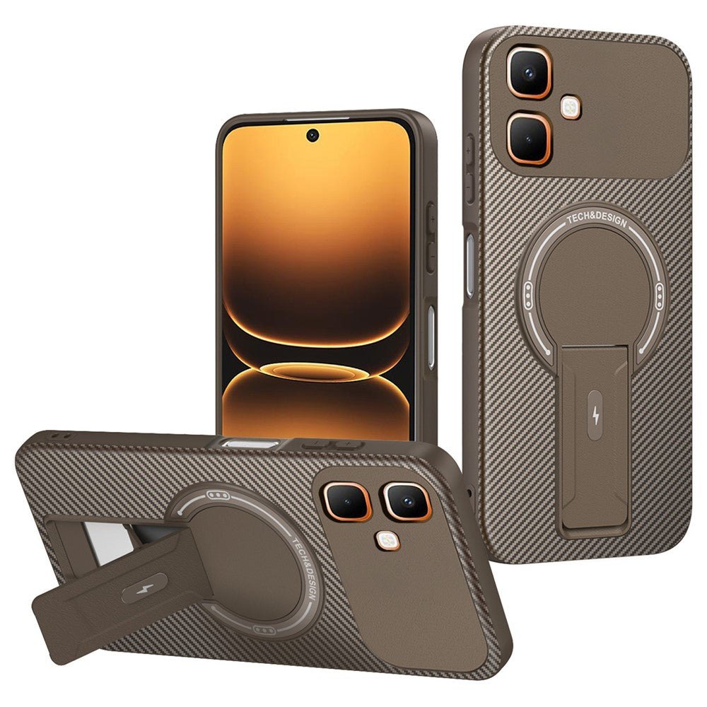 For Infinix Smart 20 4G Phone Case Carbon Fiber Texture PC + TPU Phone Cover with Kickstand