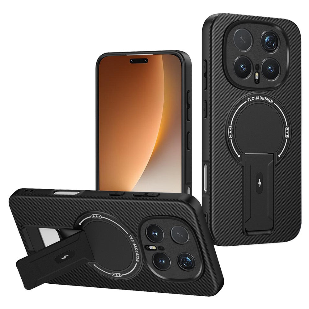 For Honor Magic8 Pro 5G Phone Case Carbon Fiber Texture PC + TPU Phone Cover with Kickstand