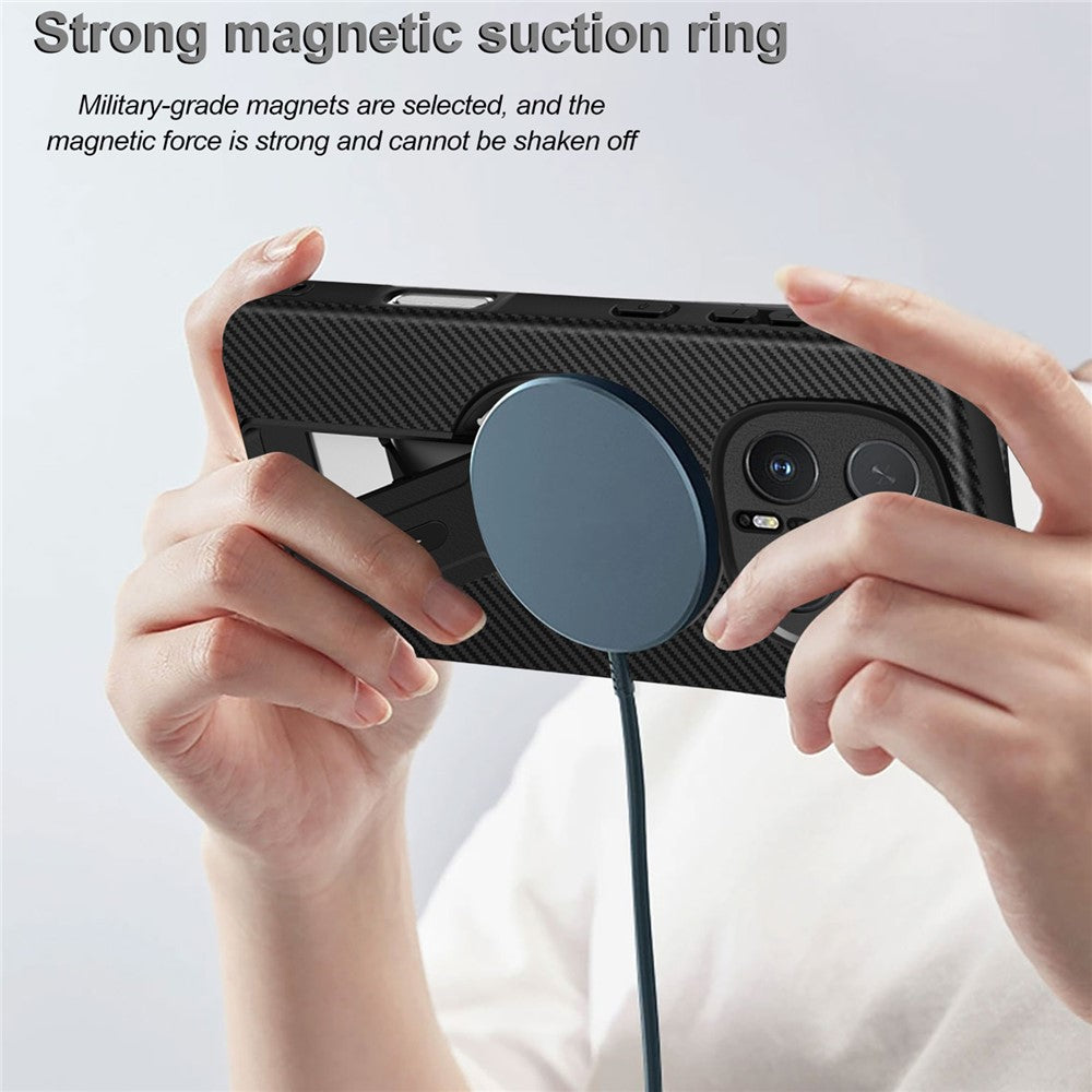 For Honor Magic8 Pro 5G Phone Case Carbon Fiber Texture PC + TPU Phone Cover with Kickstand