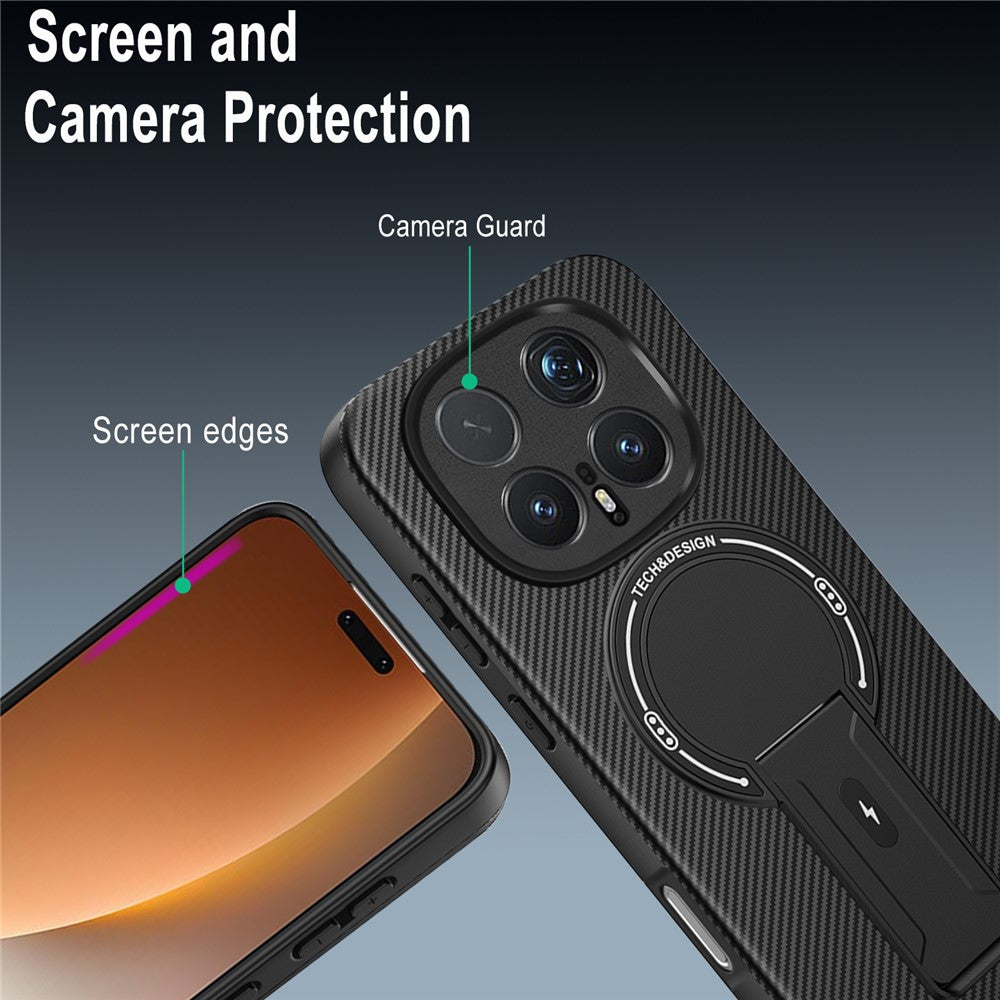 For Honor Magic8 Pro 5G Phone Case Carbon Fiber Texture PC + TPU Phone Cover with Kickstand