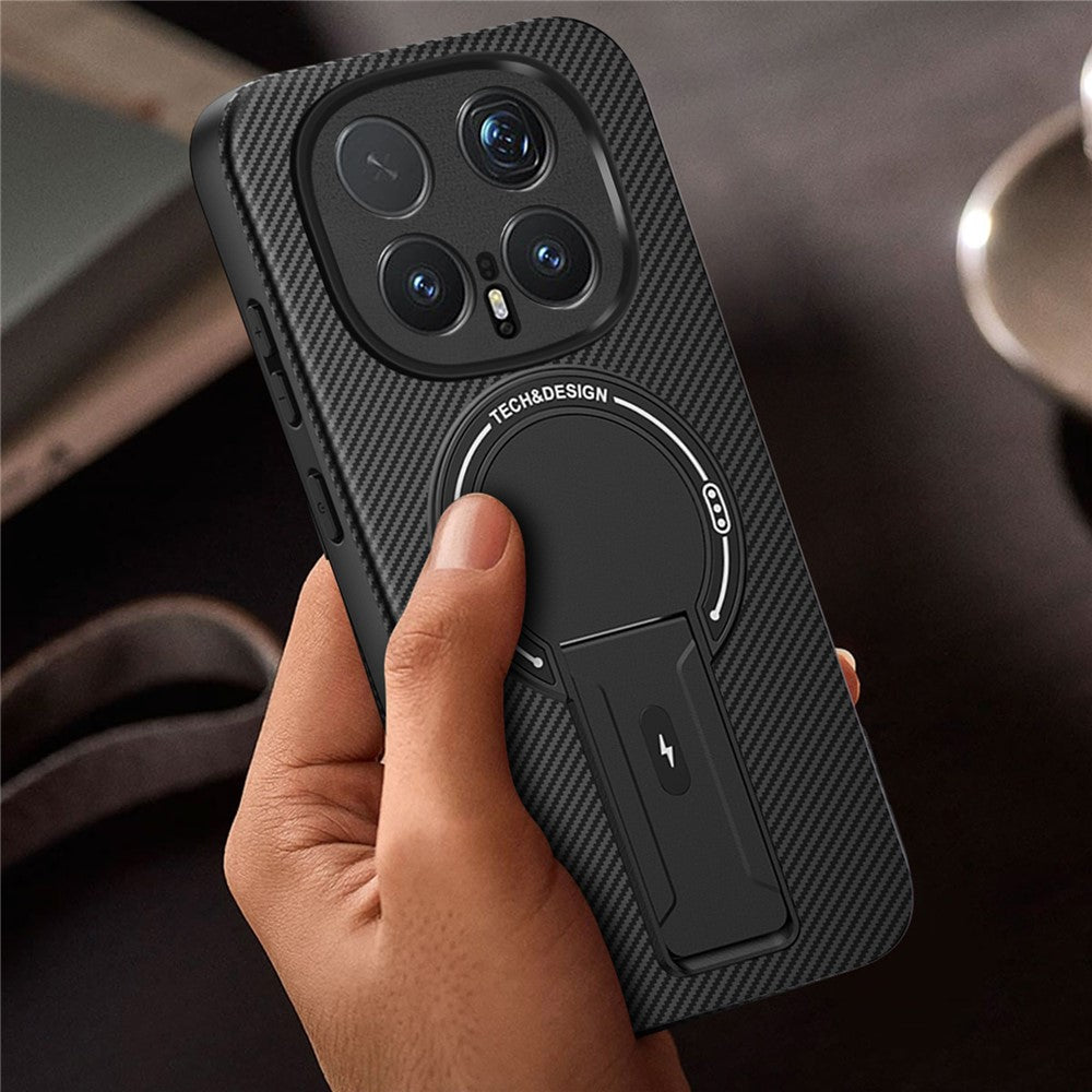 For Honor Magic8 Pro 5G Phone Case Carbon Fiber Texture PC + TPU Phone Cover with Kickstand