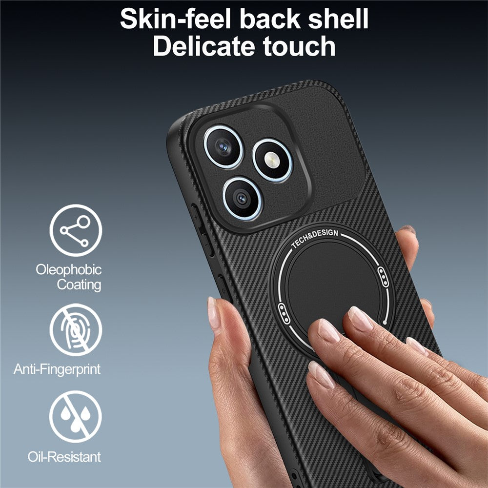 For Honor X8d 4G Telefoncover Kulfibertekstur PC + TPU Telefoncover med Støttefod