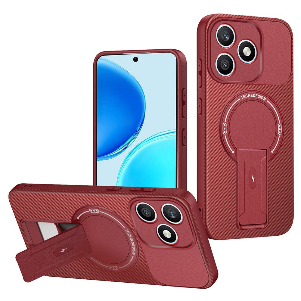 For Honor X8d 4G Telefoncover Kulfibertekstur PC + TPU Telefoncover med Støttefod