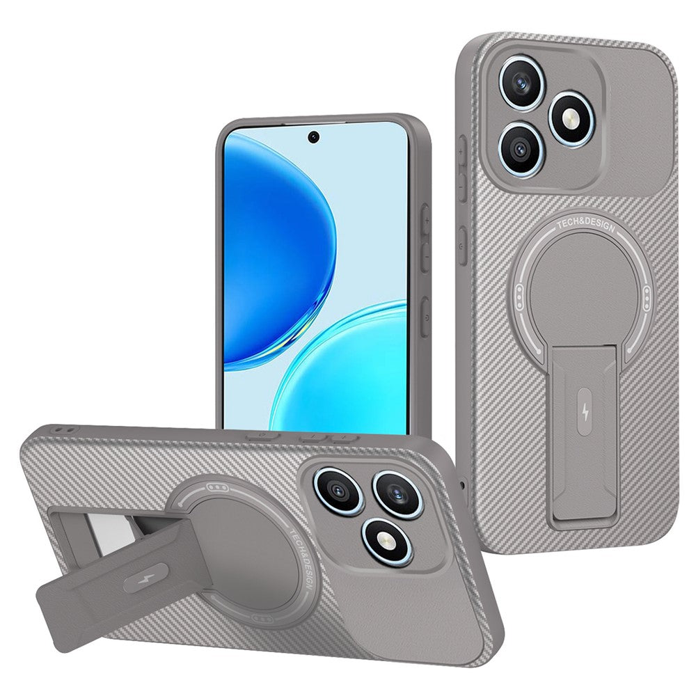 For Honor X8d 4G Telefoncover Kulfibertekstur PC + TPU Telefoncover med Støttefod