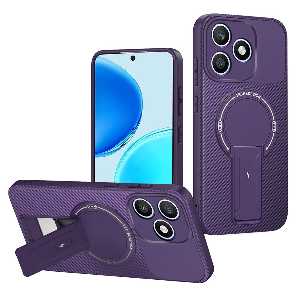 For Honor X8d 4G Telefoncover Kulfibertekstur PC + TPU Telefoncover med Støttefod
