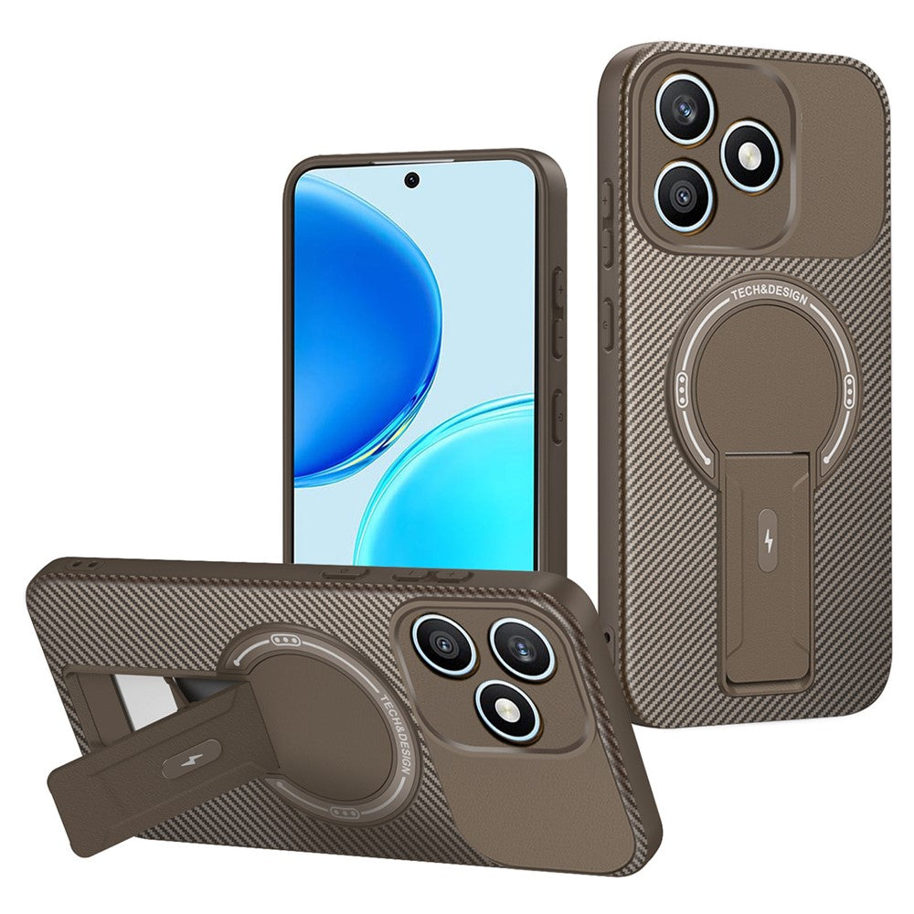 For Honor X8d 4G Telefoncover Kulfibertekstur PC + TPU Telefoncover med Støttefod