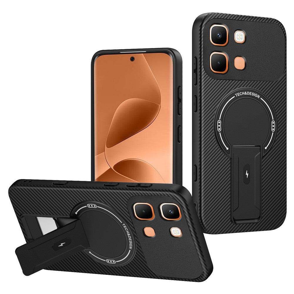 For Infinix Note Edge 5G Phone Case Carbon Fiber Texture PC + TPU Phone Cover with Kickstand