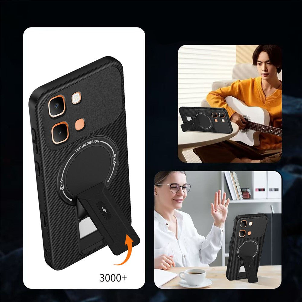 For Infinix Note Edge 5G Phone Case Carbon Fiber Texture PC + TPU Phone Cover with Kickstand