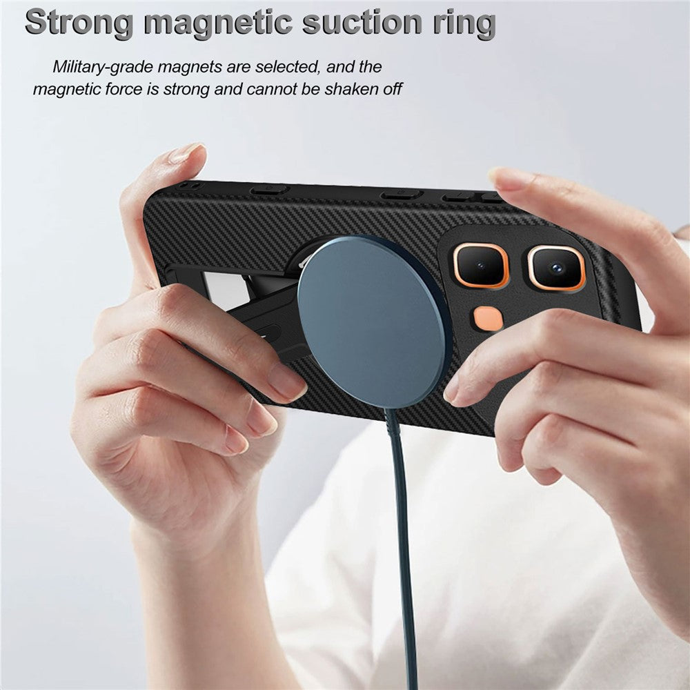 For Infinix Note Edge 5G Phone Case Carbon Fiber Texture PC + TPU Phone Cover with Kickstand