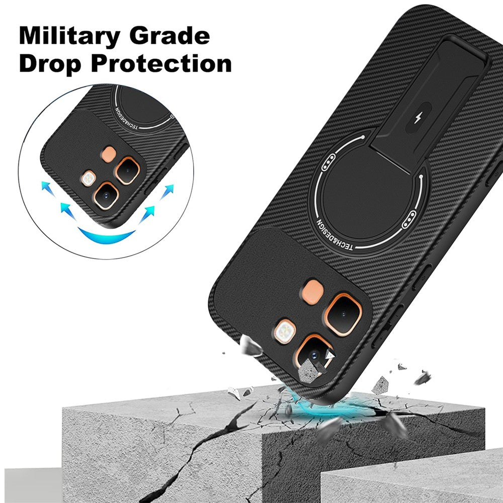 For Infinix Note Edge 5G Phone Case Carbon Fiber Texture PC + TPU Phone Cover with Kickstand