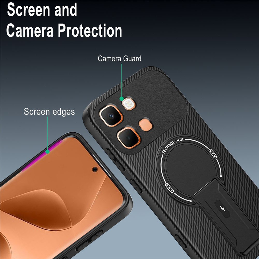For Infinix Note Edge 5G Phone Case Carbon Fiber Texture PC + TPU Phone Cover with Kickstand