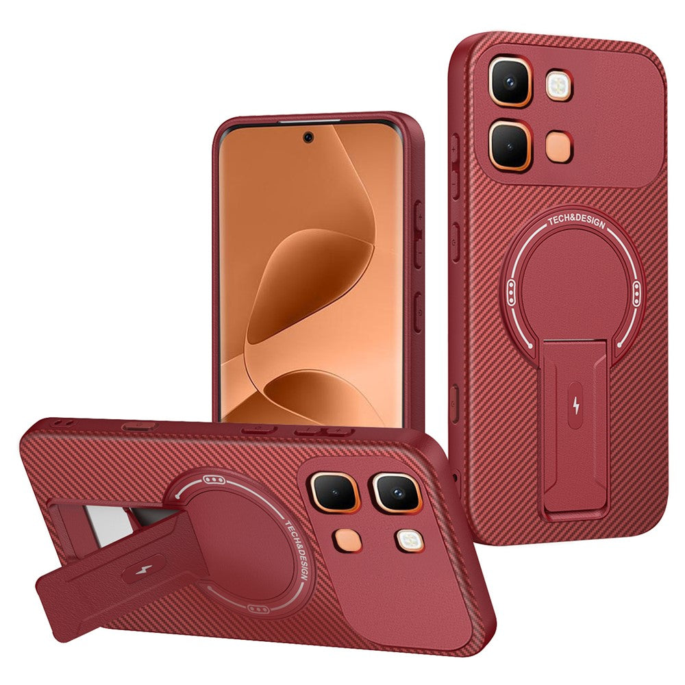 For Infinix Note Edge 5G Phone Case Carbon Fiber Texture PC + TPU Phone Cover with Kickstand