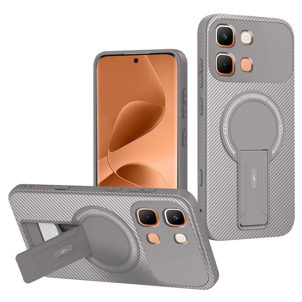 For Infinix Note Edge 5G Phone Case Carbon Fiber Texture PC + TPU Phone Cover with Kickstand