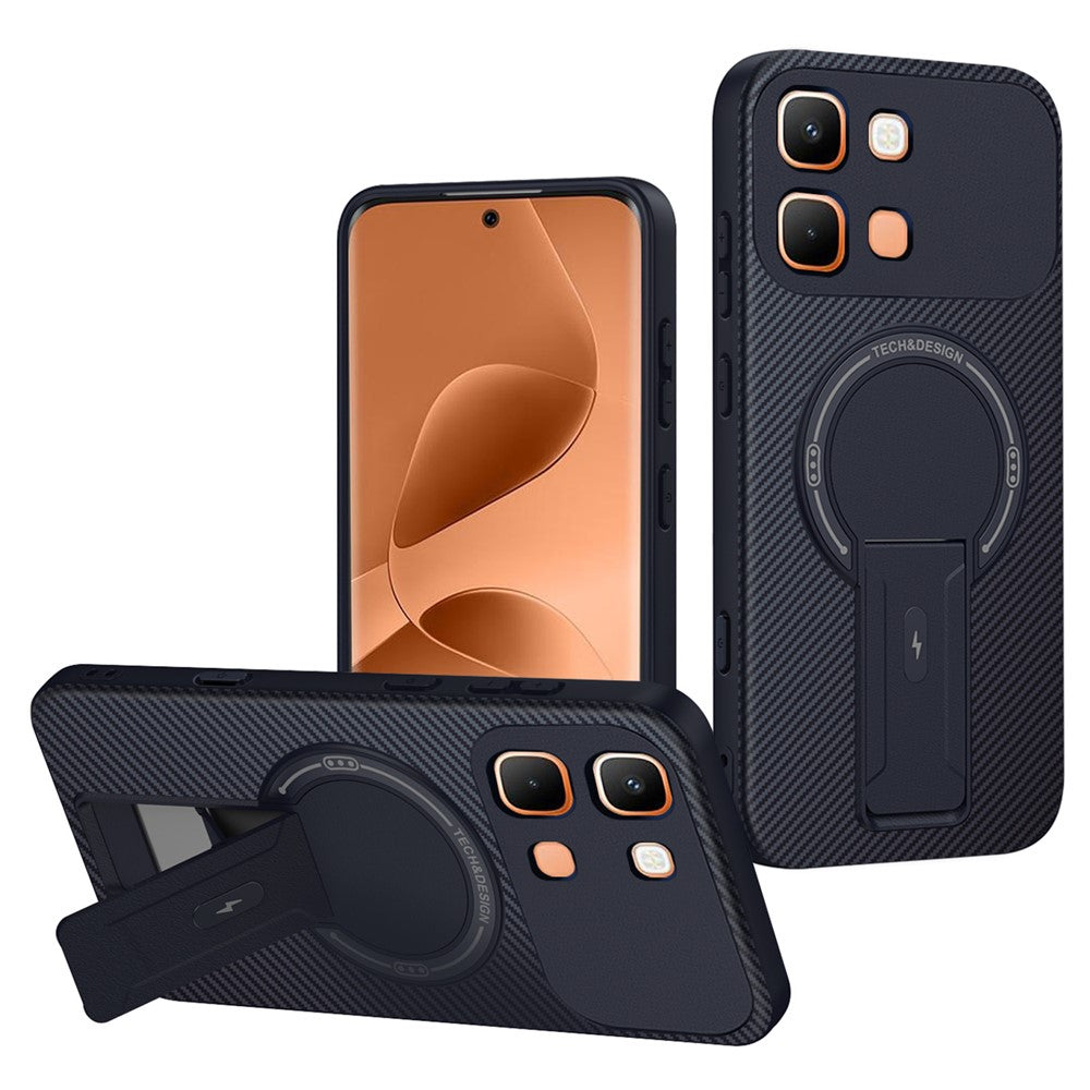 For Infinix Note Edge 5G Phone Case Carbon Fiber Texture PC + TPU Phone Cover with Kickstand