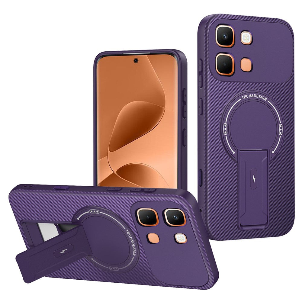 For Infinix Note Edge 5G Phone Case Carbon Fiber Texture PC + TPU Phone Cover with Kickstand