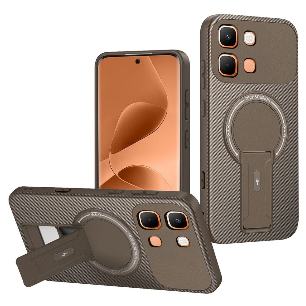 For Infinix Note Edge 5G Phone Case Carbon Fiber Texture PC + TPU Phone Cover with Kickstand