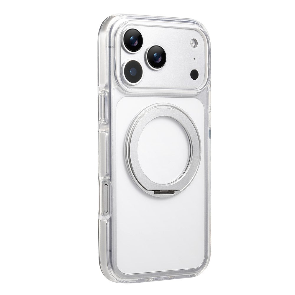 Til iPhone 18 Pro / 17 Pro Magnetisk telefoncover med 360° drejelig ring kickstand PC TPU Hybrid Stødsikkert cover