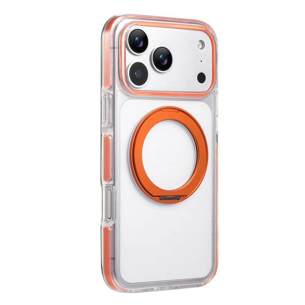 Til iPhone 18 Pro / 17 Pro Magnetisk telefoncover med 360° drejelig ring kickstand PC TPU Hybrid Stødsikkert cover