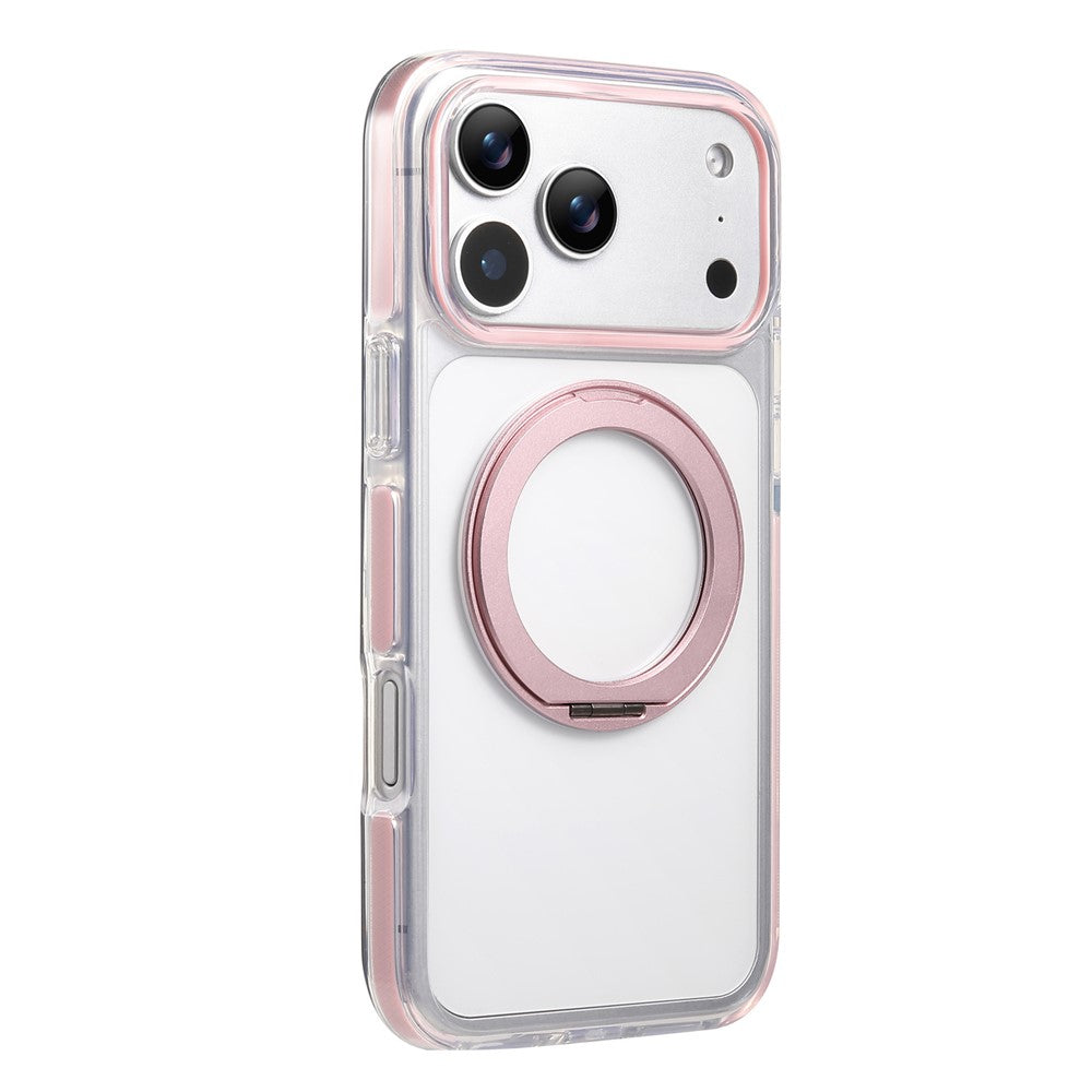 Til iPhone 18 Pro / 17 Pro Magnetisk telefoncover med 360° drejelig ring kickstand PC TPU Hybrid Stødsikkert cover