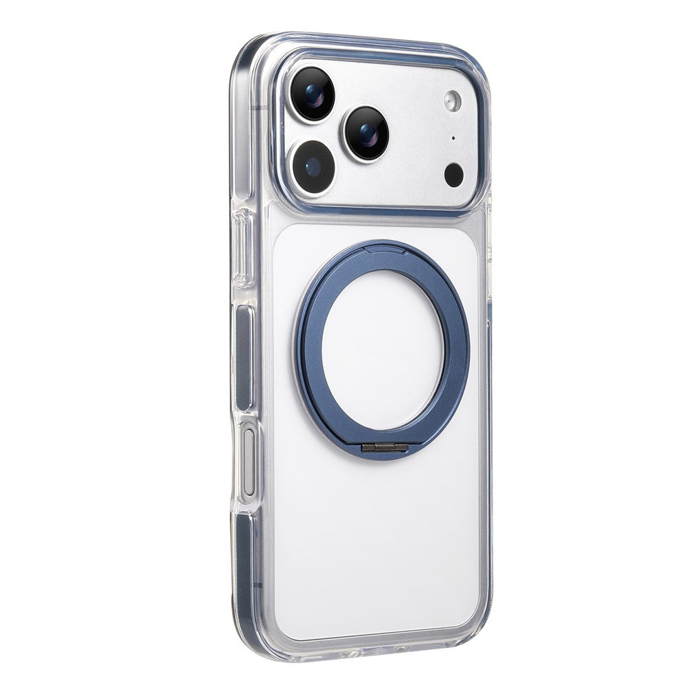 Til iPhone 18 Pro / 17 Pro Magnetisk telefoncover med 360° drejelig ring kickstand PC TPU Hybrid Stødsikkert cover