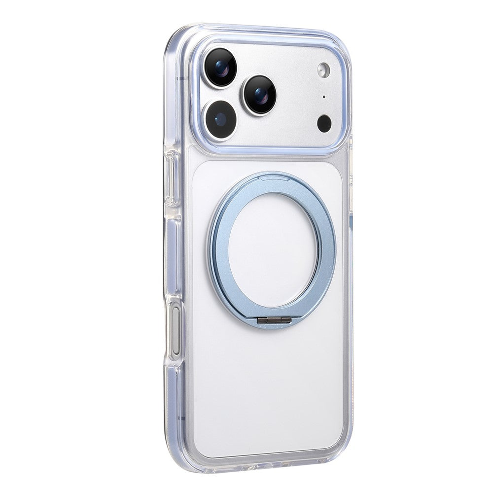 Til iPhone 18 Pro / 17 Pro Magnetisk telefoncover med 360° drejelig ring kickstand PC TPU Hybrid Stødsikkert cover