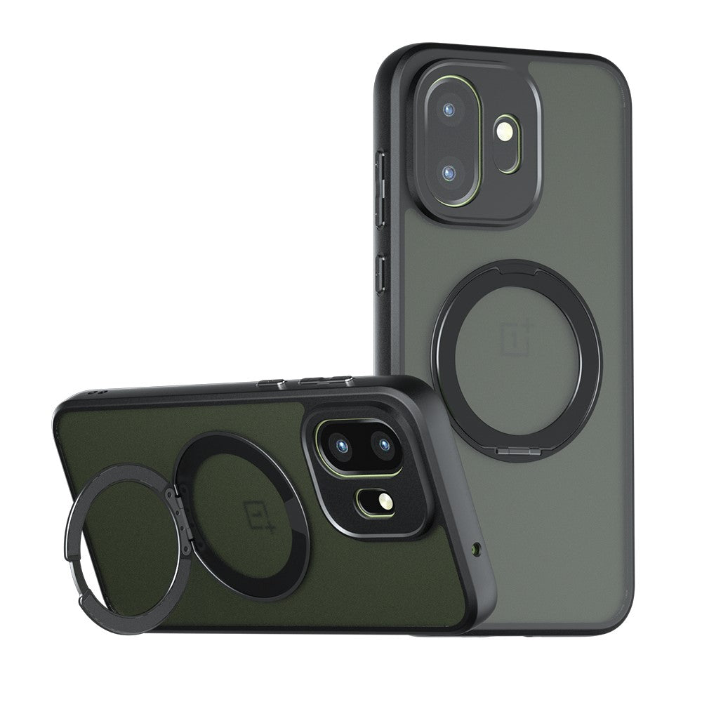 For OnePlus 15T 5G Matte Skin-touch Magnetic Case 360° Rotating Kickstand Shockproof TPU + PC Phone Cover
