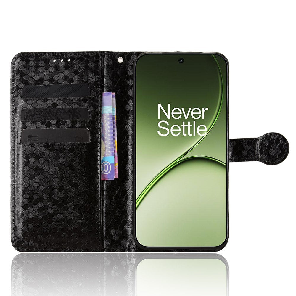 For OnePlus 15T 5G Wallet Case Dot Pattern Imprint PU Leather Phone Cover with Wrist Strap