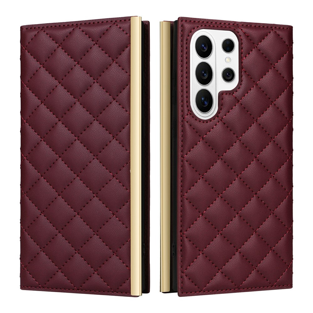 For Samsung Galaxy S26 Ultra Case Suction Cup PU Leather Wallet Phone Cover with Straps