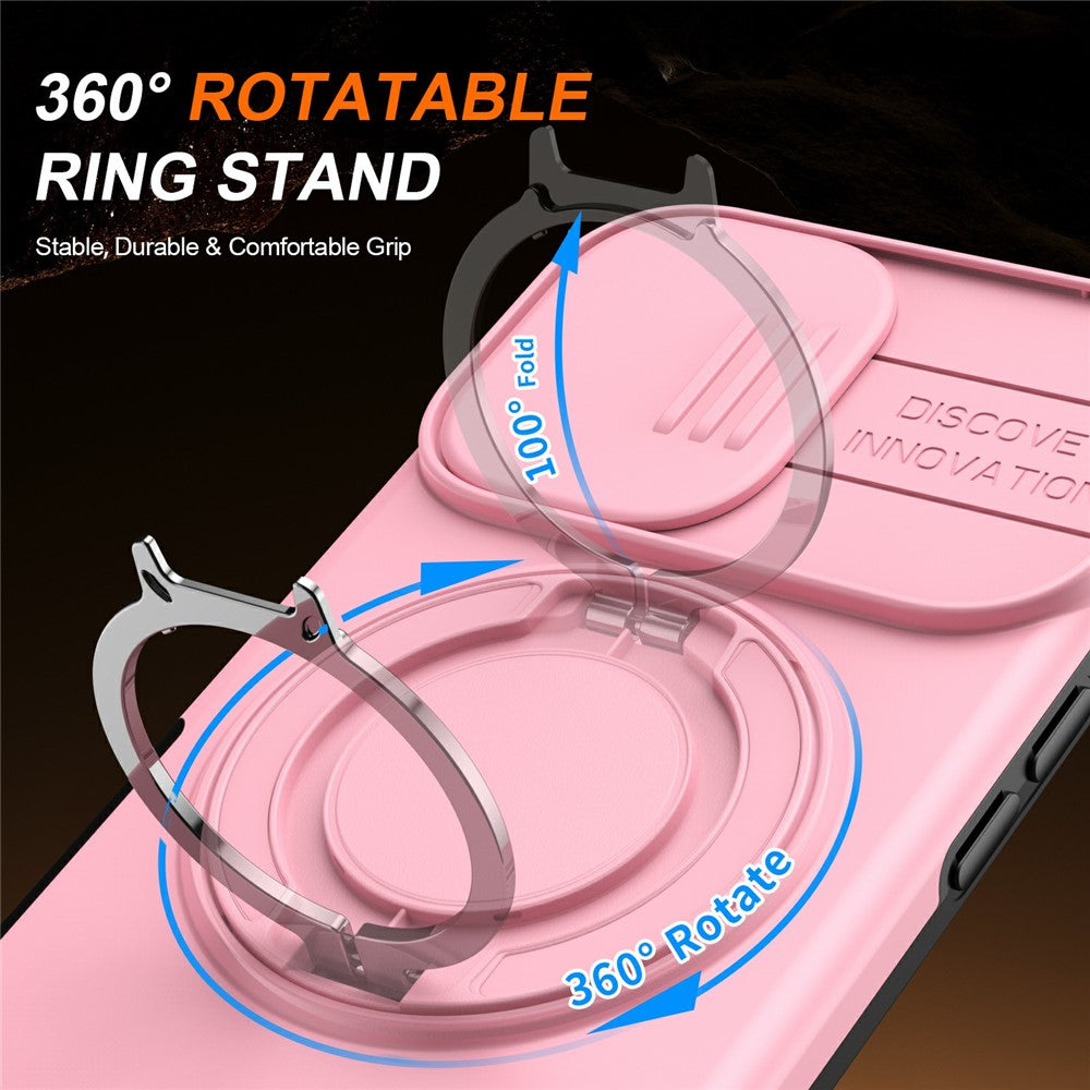 iPhone 17 Hybridskal med Ringställ & Kameraskydd - Rosa