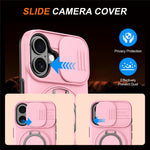 iPhone 17 Hybridskal med Ringställ & Kameraskydd - Rosa