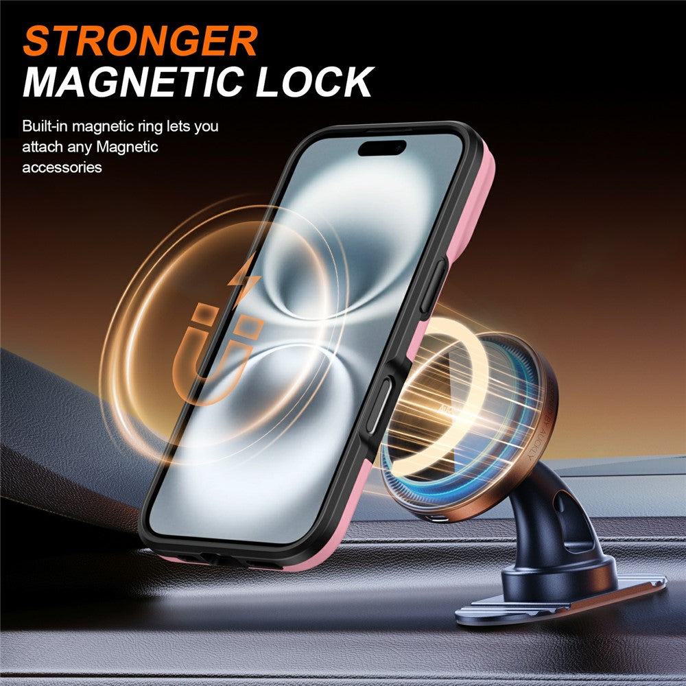 iPhone 17 Hybridskal med Ringställ & Kameraskydd - Rosa