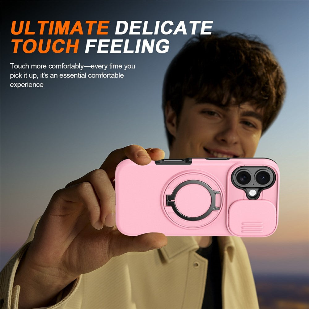 iPhone 17 Hybridskal med Ringställ & Kameraskydd - Rosa