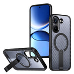 Magnetic Case for Xiaomi Poco X8 Pro 5G  /  Redmi Turbo 5 5G Kickstand Grid Texture TPU PC Phone Back Cover