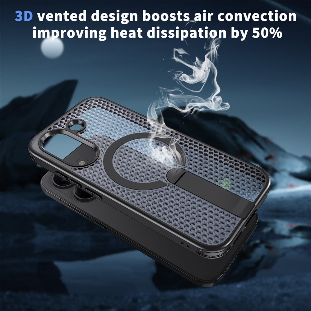 Magnetic Case for Xiaomi Poco X8 Pro 5G  /  Redmi Turbo 5 5G Kickstand Grid Texture TPU PC Phone Back Cover