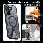 Magnetic Case for Xiaomi Poco X8 Pro 5G  /  Redmi Turbo 5 5G Kickstand Grid Texture TPU PC Phone Back Cover