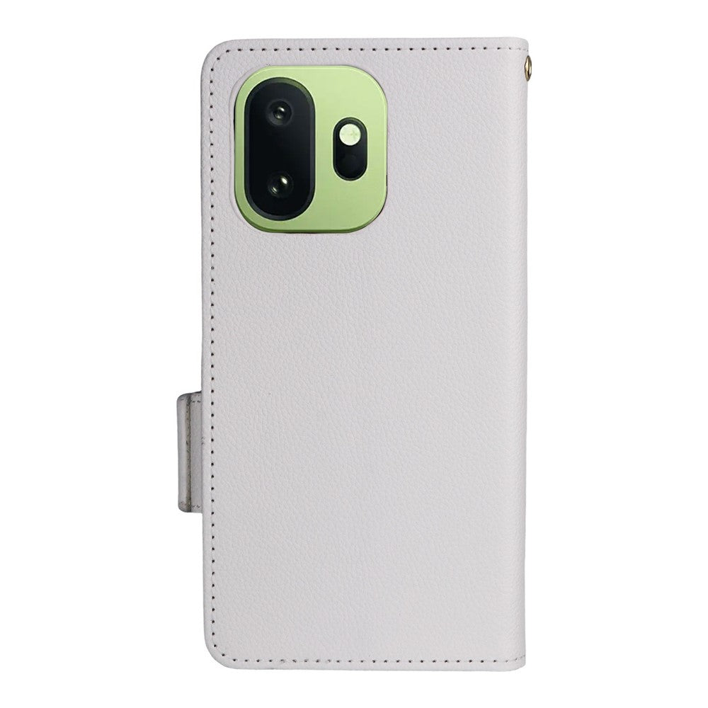 OnePlus 15T 5G-skal, Litchi Texture-plånboksläder med mobilrem