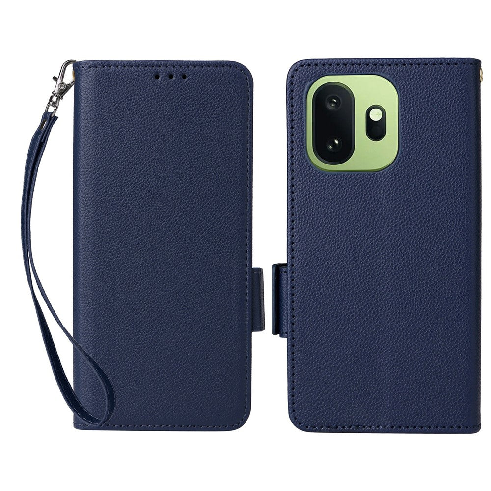 OnePlus 15T 5G-skal, Litchi Texture-plånboksläder med mobilrem