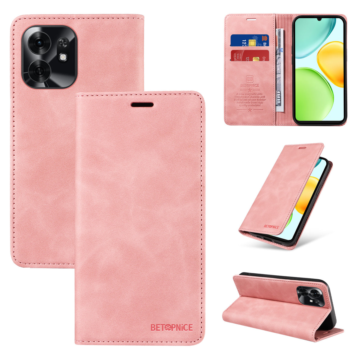 BETOPNICE For Honor Play 60A 5G / Honor X6d 5G Case Magnetic Closure RFID Blocking Wallet Stand Leather Phone Cover