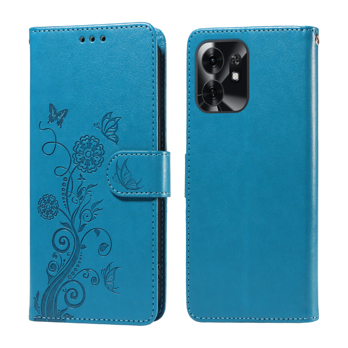 For Honor Play 60A 5G / Honor X6d 5G Leather Case Butterfly Floral Imprint Wallet Stand Cover